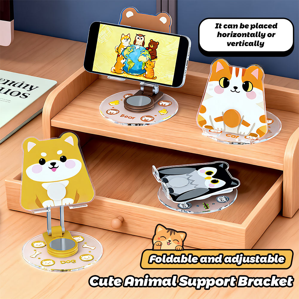 Phone Accessories Officeworks - 귀여운 동물 모양 휴대폰 거치대 360도
