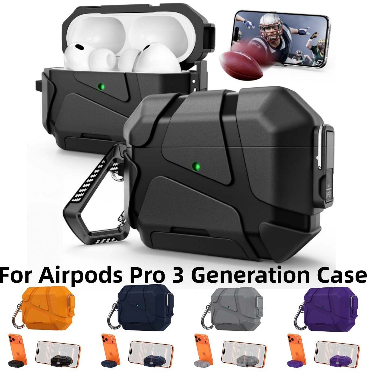 Airpod Case Cover - AirPods Pro3용 보안 잠금 케이스(전화 스탠드
