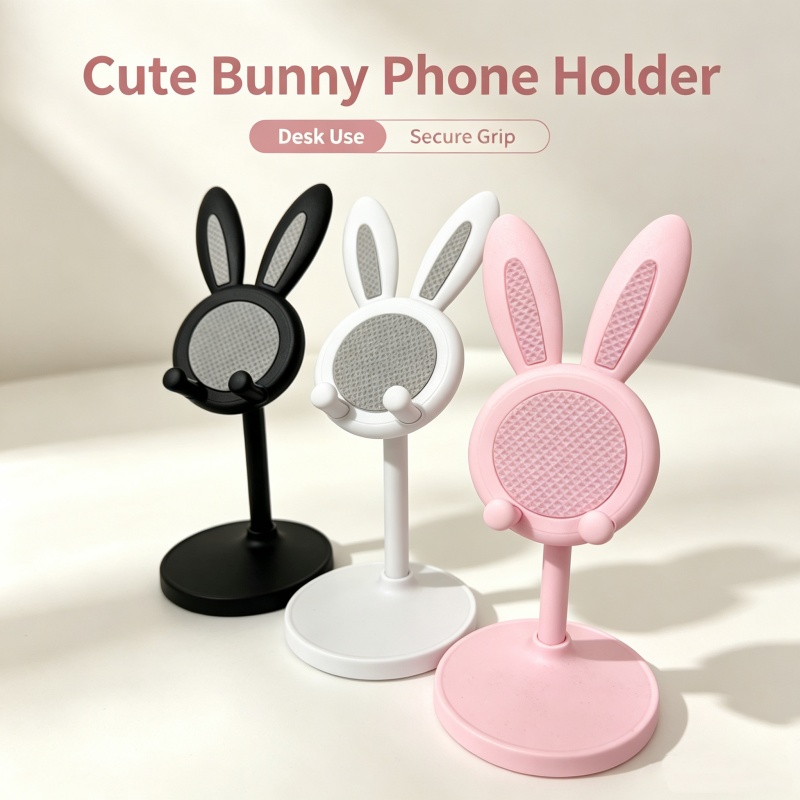 Desk Phone Stand - 귀여운 토끼 모양 휴대폰 거치대, 조절