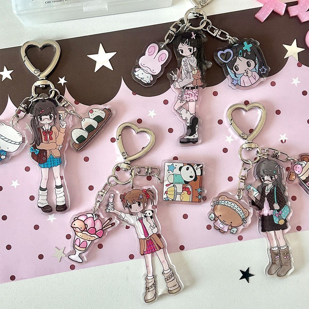 Phone Accessories Keychain - 귀여운 소녀 미적 아크릴 전화 액세서리