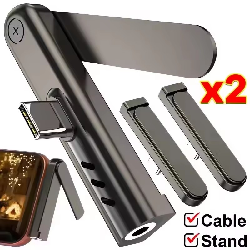 Desk Phone Stand - 2/1PCS 휴대용 USB C 3.5mm 오디오