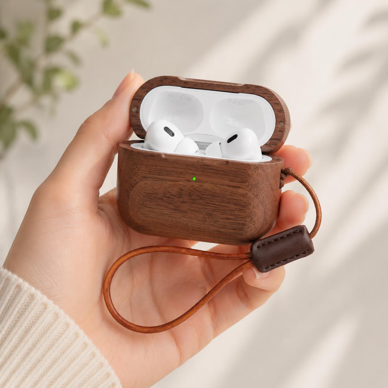 럭셔리 충격 방지 자연스러운 모서리가 있는 호두나무 에 - Airpod Case Cover 리뷰 및 가격