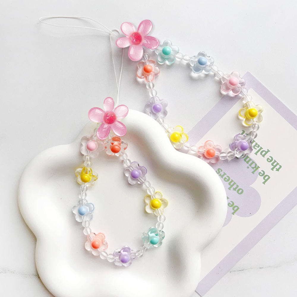 컬러풀한 해바라기 비즈 휴대폰 체인 마카롱 꽃 비즈 휴 - Phone Accessories Keychain 리뷰 및 가격