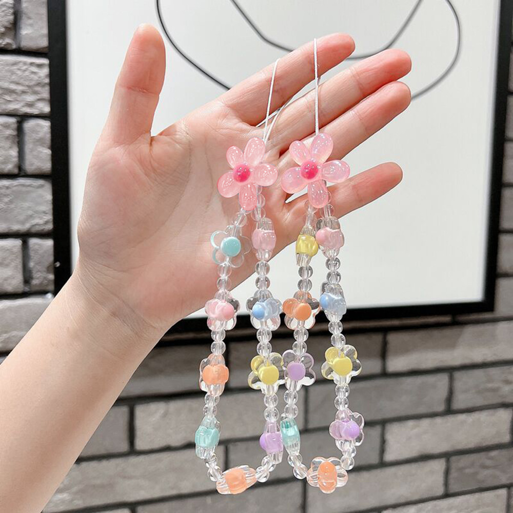 컬러풀한 해바라기 비즈 휴대폰 체인 마카롱 꽃 비즈 휴 - Phone Accessories Keychain 리뷰 및 가격